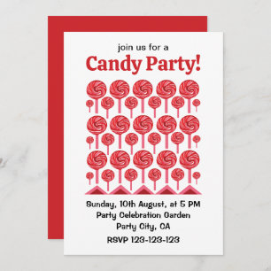 Candy Lollipop Sweet Candy Lollipop Party Invitation