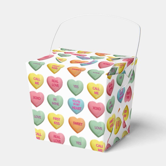 Candy Love Hearts Romantic Words Pattern Favor Box (Front Side)