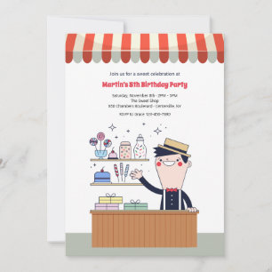 Candy Man Birthday Party Invitations