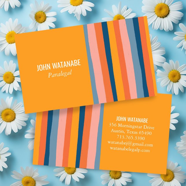 Candy Minimalist Stripes Handmade Orange Business Card (Candy Minimalist Stripes Handmade Orange Custom Colorful Business Card
)
