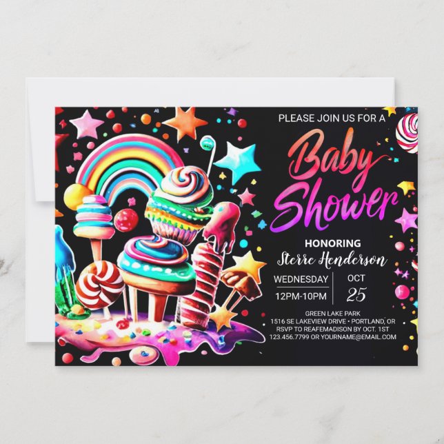 Candy Oasis Editable Baby Shower Invitation (Front)