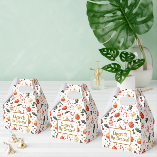 Candy & Ornaments Bright Christmas Pattern Favor Box (Multiple)