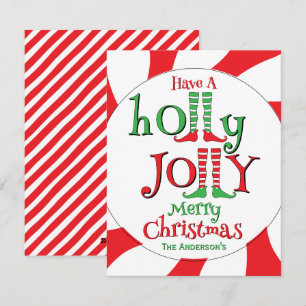 Candy Overload Elf Holly Jolly Merry Christmas! Holiday Card