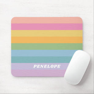 Candy Pastel Rainbow Stripes Personalized Mouse Pad