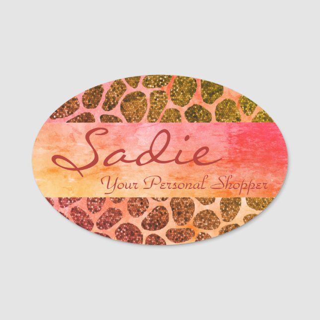 Candy Patchwork Animal Print Name Tag (Front)