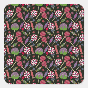 Candy pattern Lollies pattern lollipop 16 Square Sticker