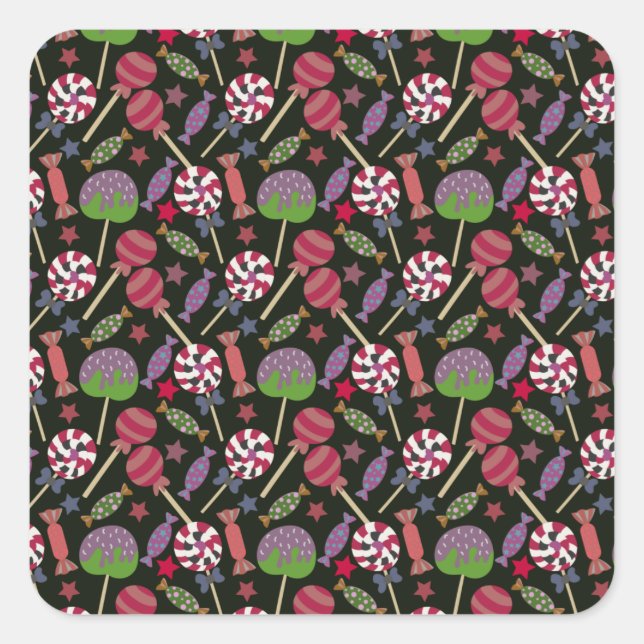 Candy pattern | Lollies pattern | lollipop 16 Square Sticker (Front)