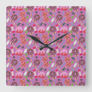 Candy pattern Lollies pattern lollipop 19 Square Wall Clock