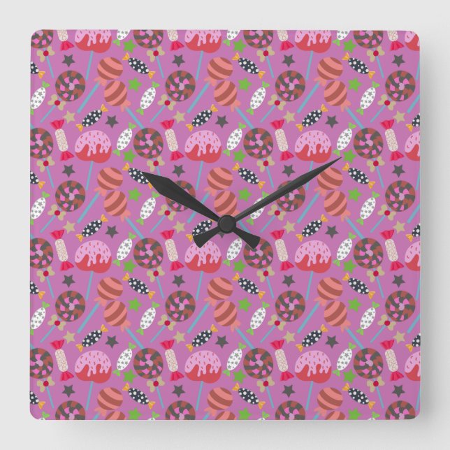 Candy pattern | Lollies pattern | lollipop 19 Square Wall Clock (Front)