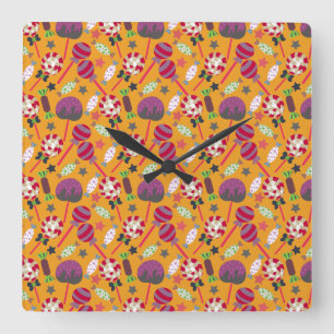 Candy pattern Lollies pattern lollipop 23 Square Wall Clock