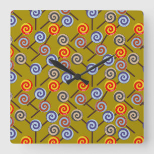 Candy pattern Lollies pattern lollipop 26 Square Wall Clock