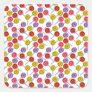 Candy pattern   Lollies pattern   lollipop 2 Square Sticker