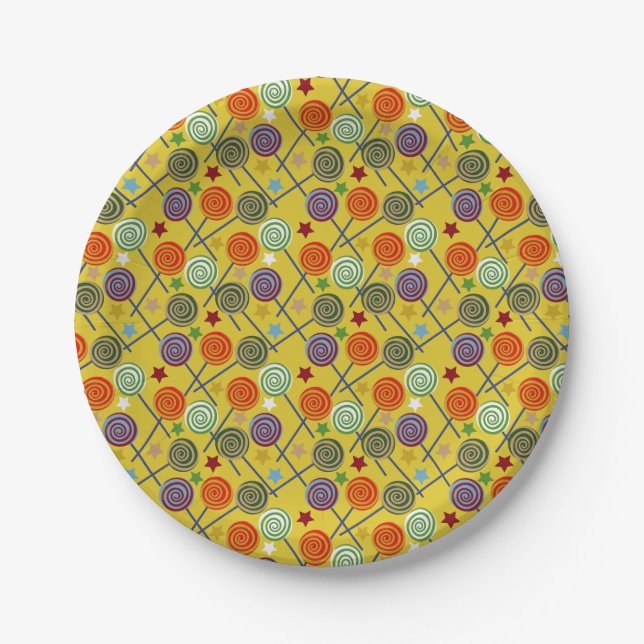 Candy pattern | Lollies pattern | lollipop 30 Paper Plate (Front)