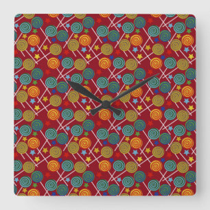 Candy pattern Lollies pattern lollipop 32 Square Wall Clock