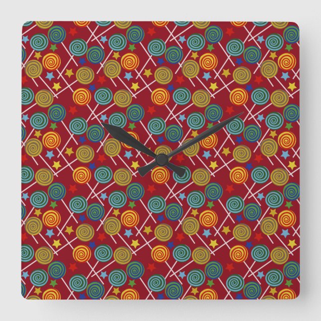 Candy pattern | Lollies pattern | lollipop 32 Square Wall Clock (Front)