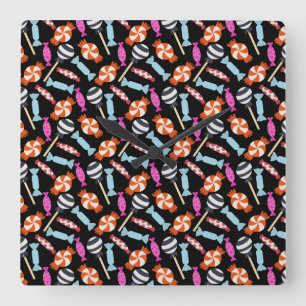 Candy pattern Lollies pattern lollipop 37 Square Wall Clock