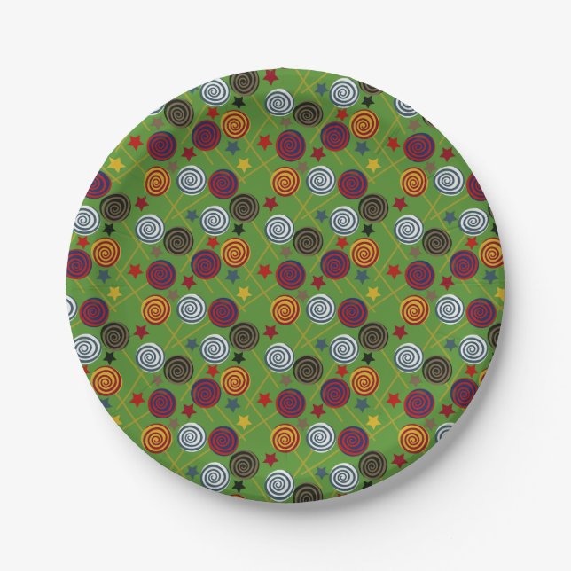 Candy pattern | Lollies pattern | lollipop 39 Paper Plate (Front)
