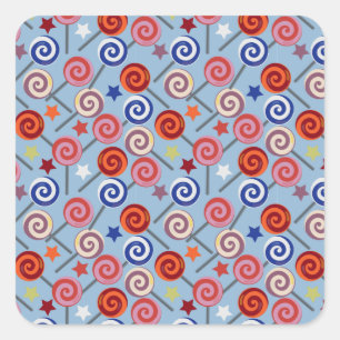 Candy pattern   Lollies pattern   lollipop 40 Square Sticker