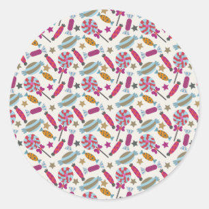Candy pattern Lollies pattern lollipop 45 Classic Round Sticker