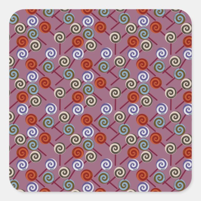 Candy pattern | Lollies pattern | lollipop 49 Square Sticker (Front)