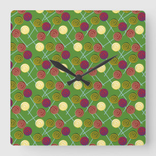 Candy pattern Lollies pattern lollipop 58 Square Wall Clock