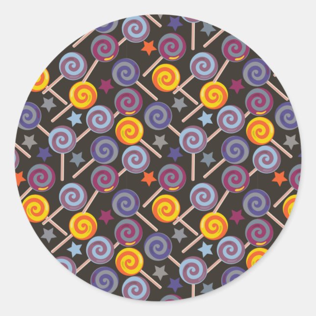 Candy pattern | Lollies pattern | lollipop 9 Classic Round Sticker (Front)