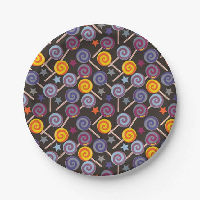 Candy pattern | Lollies pattern | lollipop 9 Paper Plate (Front)