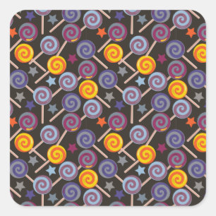 Candy pattern   Lollies pattern   lollipop 9 Square Sticker