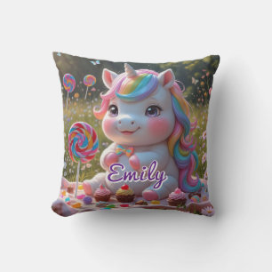 Candy Picnic Unicorn Coussin - Nom modifiable