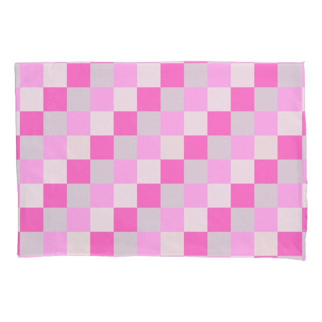Candy Pink and White Check Pattern Pillowcase (Front)