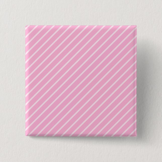 Candy Pink Diagonal Striped Pattern. 2 Inch Square Button (Front)