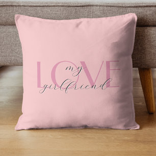 Candy Pink Elegant LOVE Pastel Rose Valentine Throw Pillow