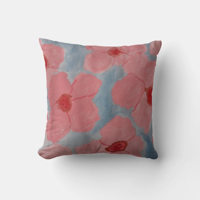 Candy Pink Flowers Throw Pillow (Front)