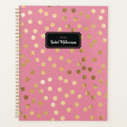 Candy Pink Gold Glitter Dots Year and Name Planner