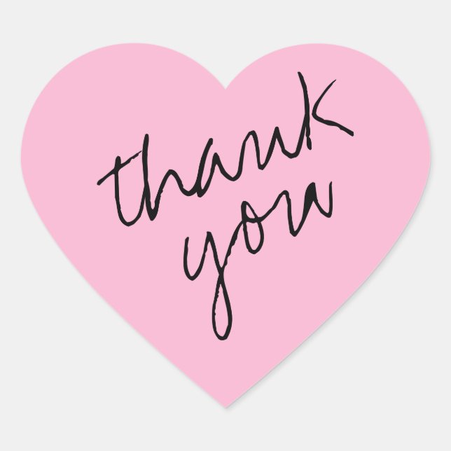 Candy Pink Heart Thank You Sticker (Front)