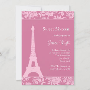 Candy Pink in Paris Birthday Invitation