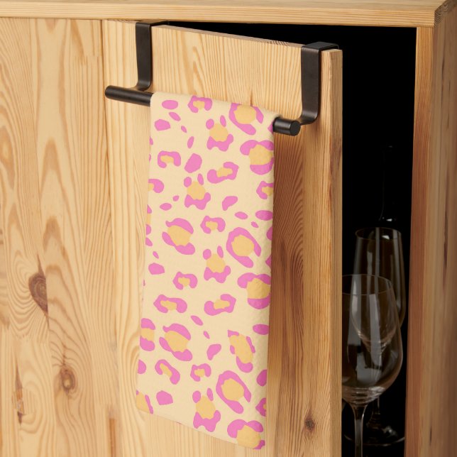 Candy Pink Leopard Animal Print Glam 1 Kitchen Towel (Thirds Fold)