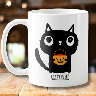 Candy Pleez Cute Black Cat Halloween Illustration Coffee Mug