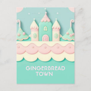Candy/Pnk Gingerbread House - Postcard