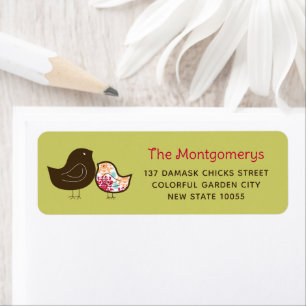 Candy Pop Damask Chicks Baby Shower Address Labels