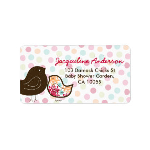 Candy Pop Damask Chicks Baby Shower Address Labels