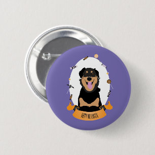 Candy Portrait Rottweiler Dog Purple Orange 2 Inch Round Button