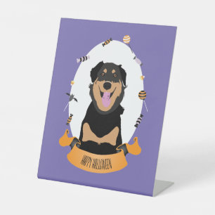Candy Portrait Rottweiler Dog Purple Orange Pedestal Sign