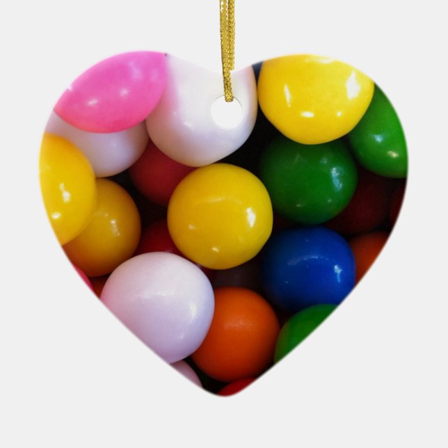 Candy rainbow gum balls ceramic ornament (Front)