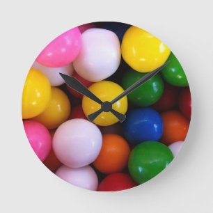 Candy rainbow gum balls round clock