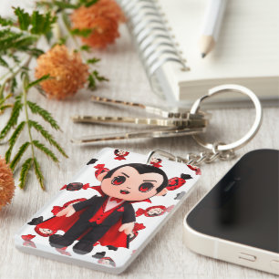 Candy Red And Black Dracula Inspired Halloween Keychain