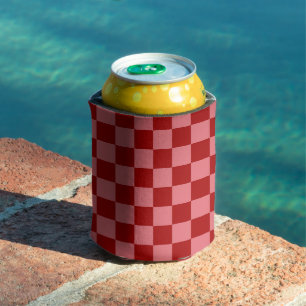 Candy Red and Candy Pink Chequerboard Can Cooler
