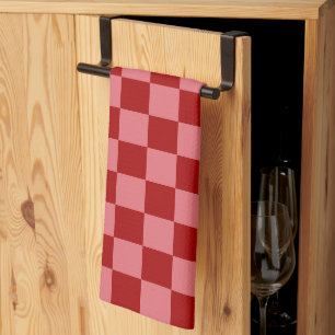 Candy Red and Candy Pink Chequerboard Kitchen Towel