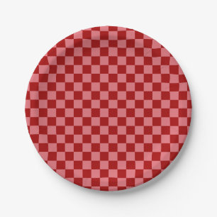 Candy Red and Candy Pink Chequerboard Paper Plate
