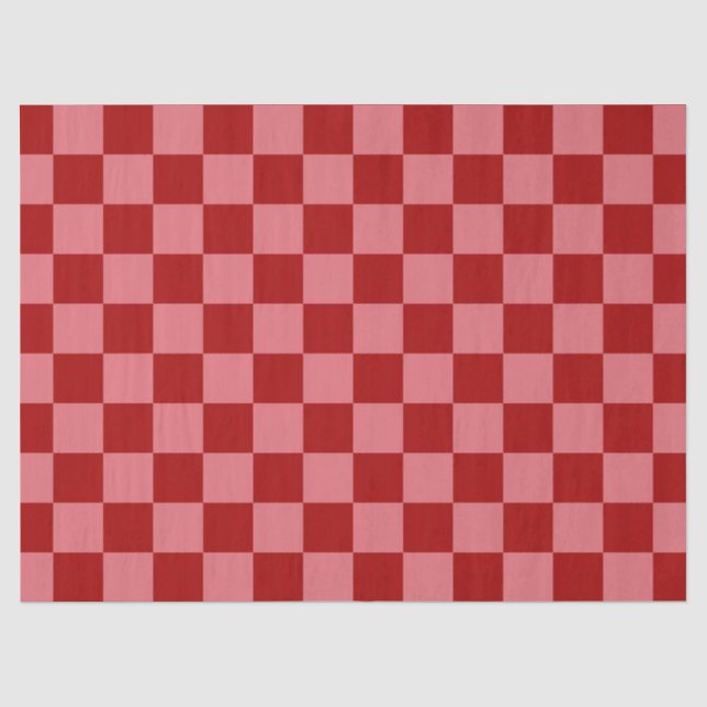 Candy Red and Candy Pink Chequerboard Tissue Paper (Front)
